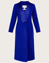 Tallulah Wool-Rich Long Tuxedo Coat, Blue (COBALT), large