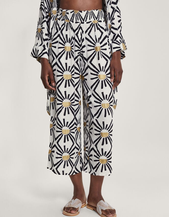 Zamora Geometric Trousers, White (WHITE), large