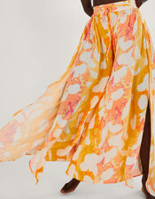 Abstract Print Side Split Trousers, Orange (ORANGE), large