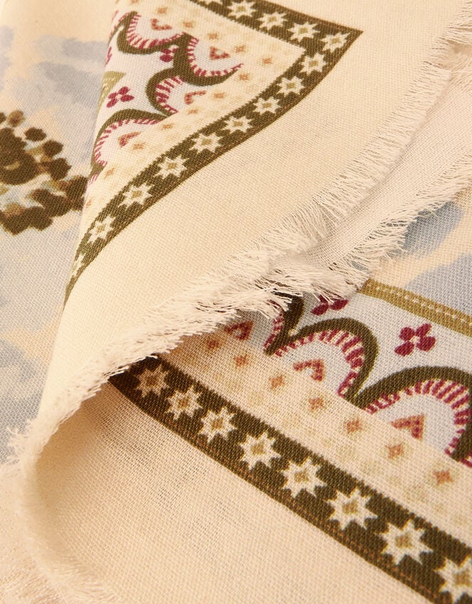 Square Floral Print Scarf, , large