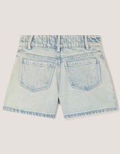 Sequin Flower Denim Shorts , Blue (BLUE), large