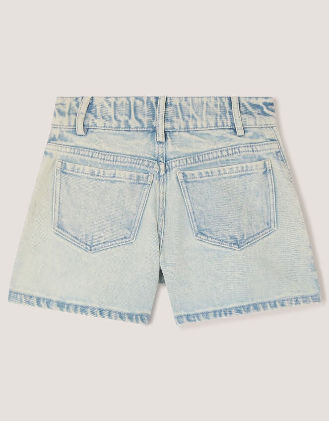 Sequin Flower Denim Shorts , Blue (BLUE), large