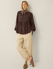 Sandy Relaxed Blouse, Brown (CHOCOLATE), large