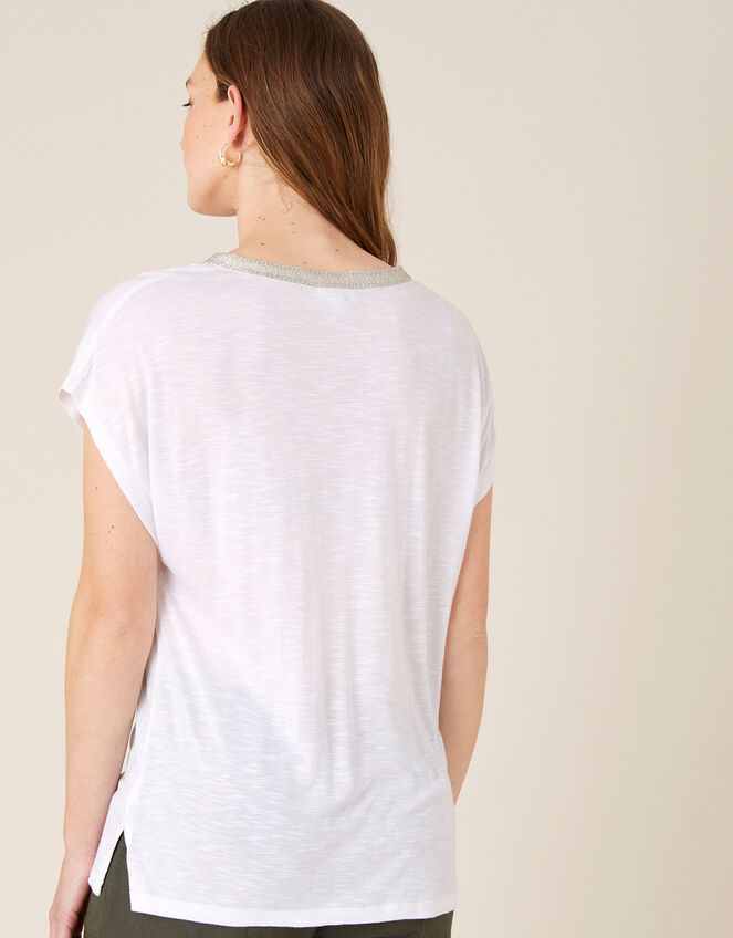 Embroidered Slub Jersey T-Shirt , Ivory (IVORY), large