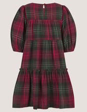 Velvet Bow Tartan Dress, Red (RED), large