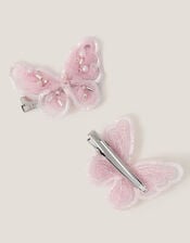 2-Pack Embellished Butterfly Bridesmaid Hair Clips, Pink (PINK), large