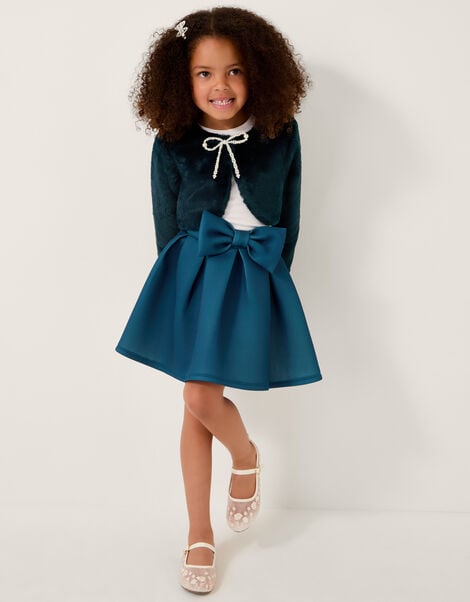 Bow Pleat Skirt, Teal (TEAL), large