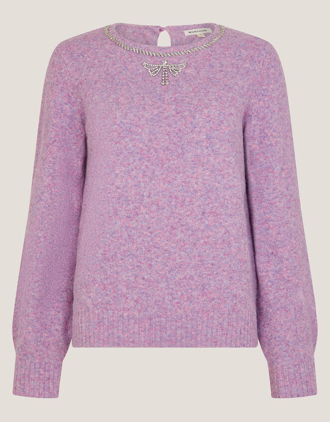Ellen Diamant&eacute; Embellished Jumper, Purple (LILAC), large