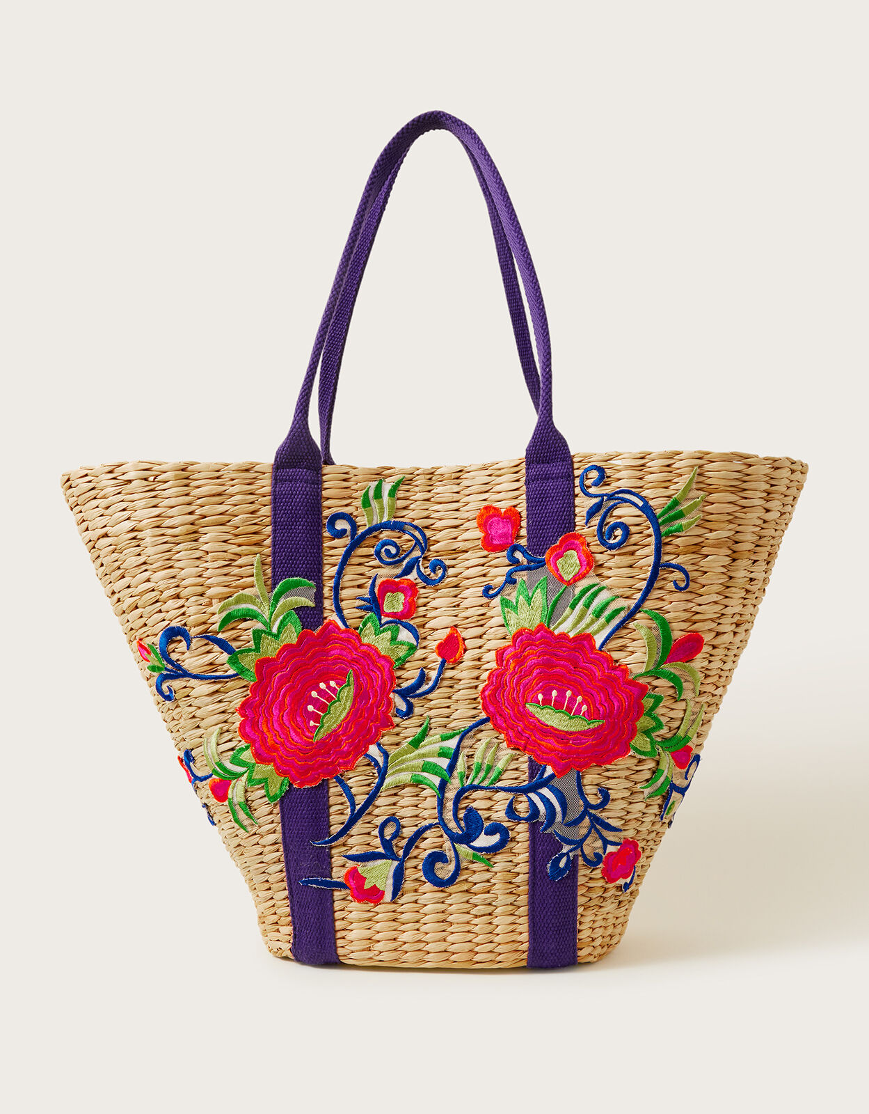 Embroidered straw bag sale