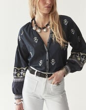 Maison Hotel Chandra Floral Blouse, Black (BLACK), large