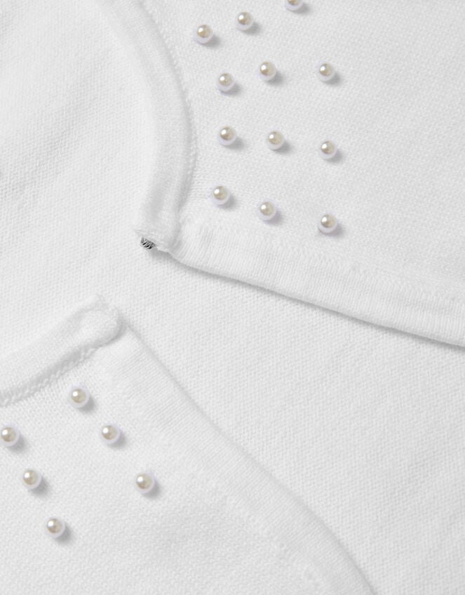 Niamh Pearl Embellished Cardigan, White (WHITE), large