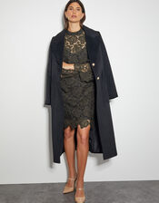 Eliza Long Sleeve Lace Mini Dress, Green (KHAKI), large