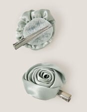 2-Pack Satin Rosette Hair Clips, , large