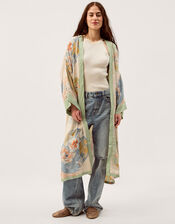 Clemence Amelie Floral Long Kimono, Cream (CREAM), large