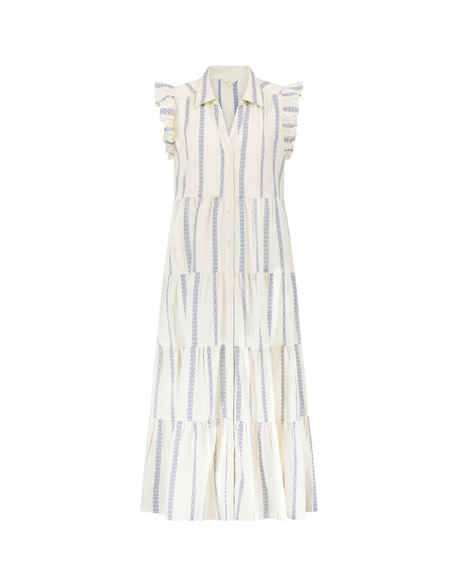 East Corrine Frill Tiered Maxi Dress, White (WHITE), large