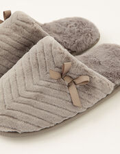 Quilted Fluffy Slippers, Grey (GREY), large