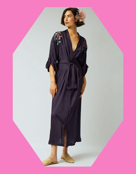 Tallulah and Hope Gloria Embroidered Midi Dress, Blue (NAVY), large