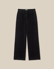 Mila Velvet Straight Leg Trousers, Black (BLACK), large