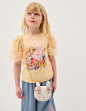 Bunny Graphic Appliqu&eacute; T-Shirt, Yellow (YELLOW), large