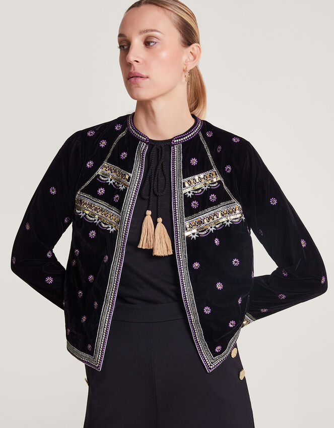 Vera Embellished Velvet Jacket Black | Women's Jackets | Monsoon US.