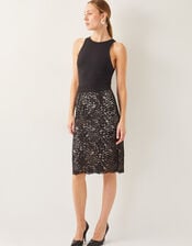 Ria Lace Pencil Skirt , Black (BLACK), large
