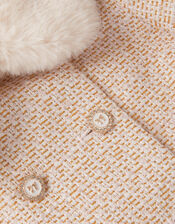 Detachable Collar Tweed Coat, Cream (CREAM), large