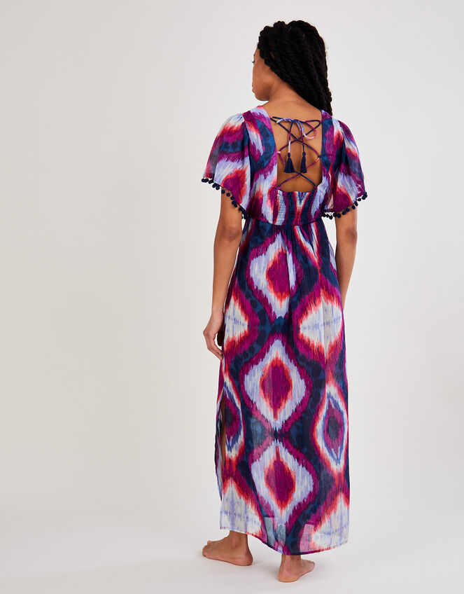 Premium Ikat Maxi Kaftan Dress, Purple (PURPLE), large