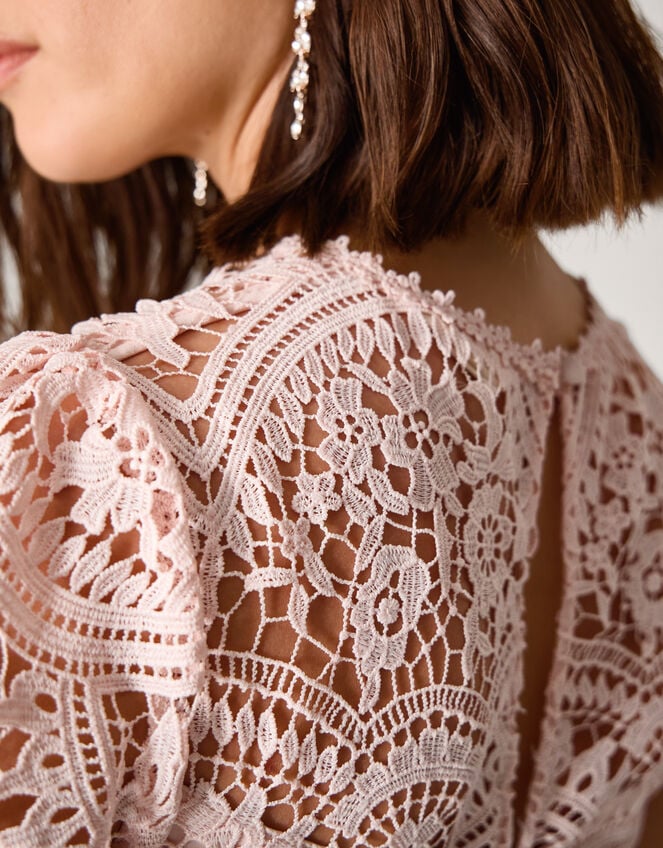 Monica Lace Midi Bridesmaid Dress, Pink (SOFT PINK), large