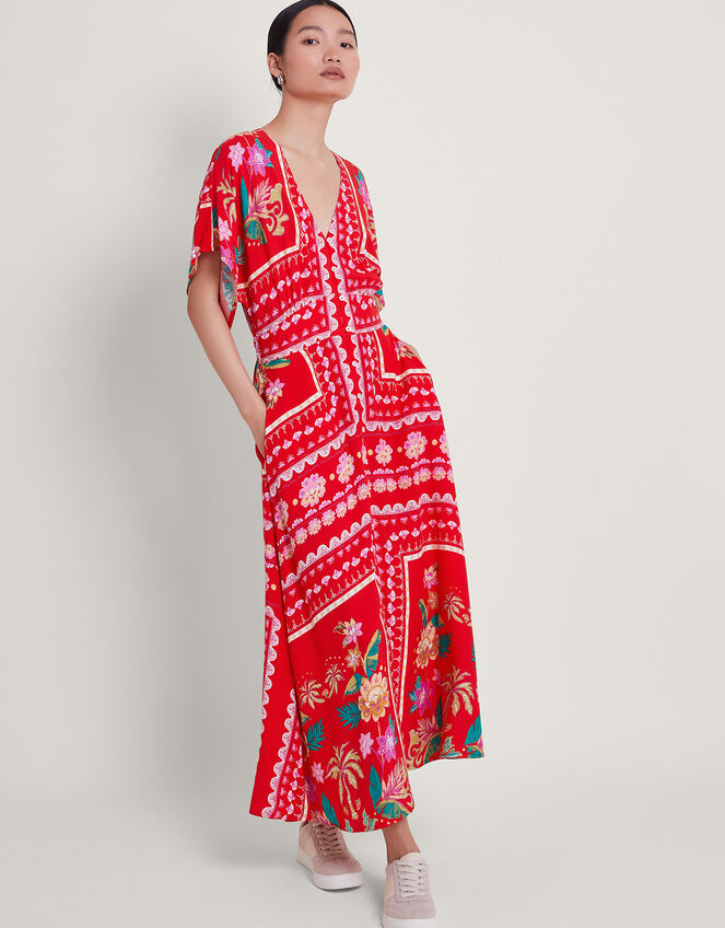 Sandie Floral Print Maxi Dress, Red (RED), large