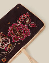 Floral Embroidered Velvet Jewellery Storage Roll , , large