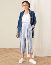 Patch Print Stripe Culottes, Blue (BLUE), large