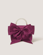 Satin Bow Bag, Red (BURGUNDY), large