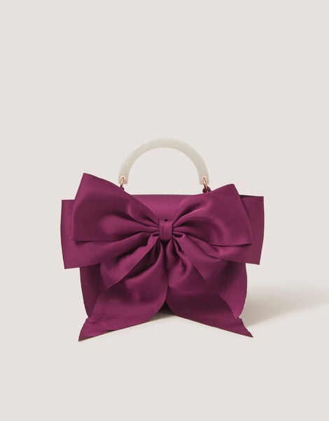 Satin Bow Bag, Red (BURGUNDY), large