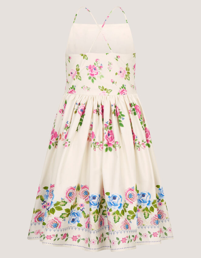 Rose Border Print Party Dress, Multi (MULTI), large