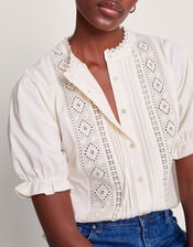 Livvy Lace Trim Top, Ivory (IVORY), large