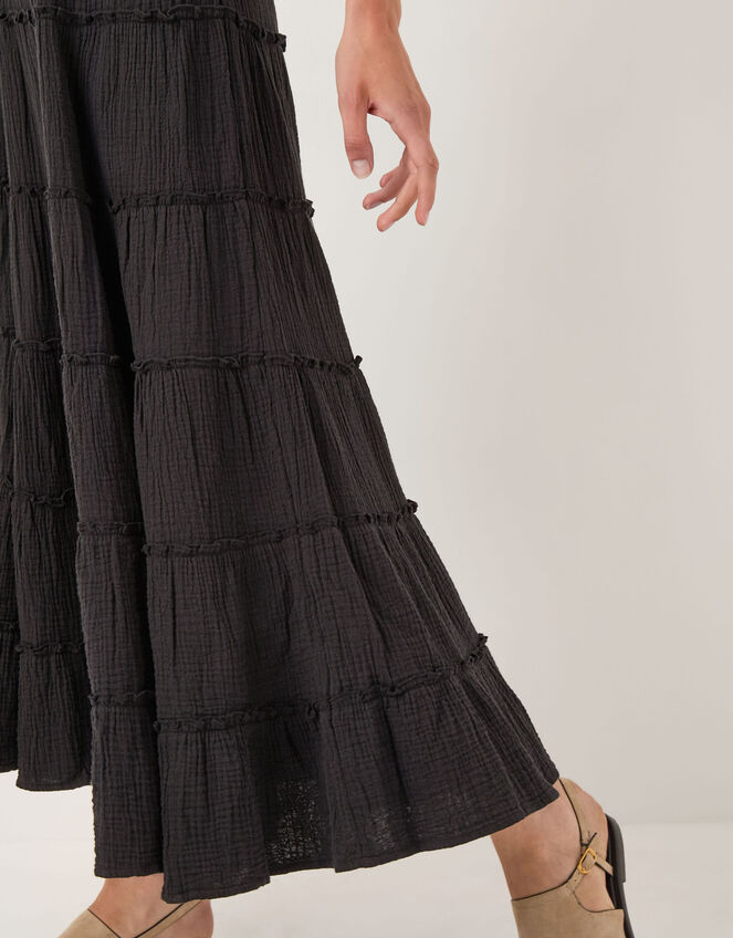 Ginny Tiered Maxi Skirt, Black (BLACK), large