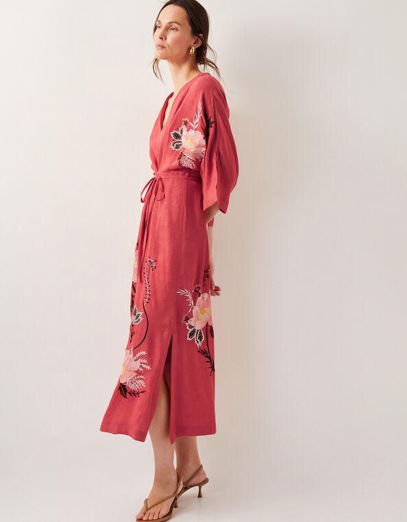 Jasmine Kimono Midi Dress, Orange (RUST), large