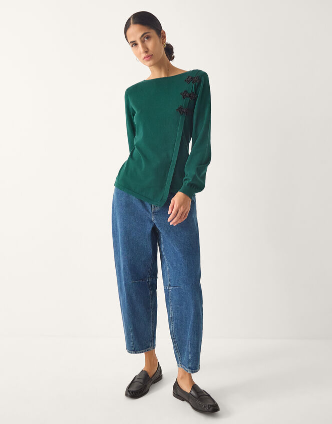 Sofia Asymmetrical Button Jumper, Teal (TEAL), large