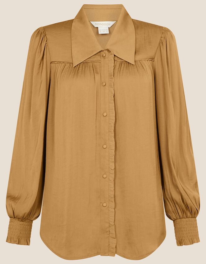 Poppy Satin Blouse, Gold (GOLD), large