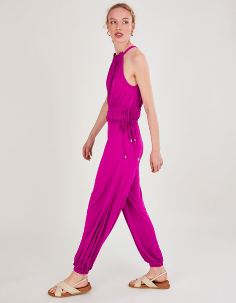 Jersey Halter Jumpsuit, Pink (PINK), large