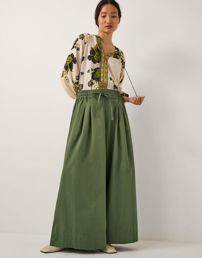 Rachel Wide Leg Pants, Green (KHAKI), large