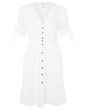 Button-Through Dress in Pure Cotton, Ivory (IVORY), large
