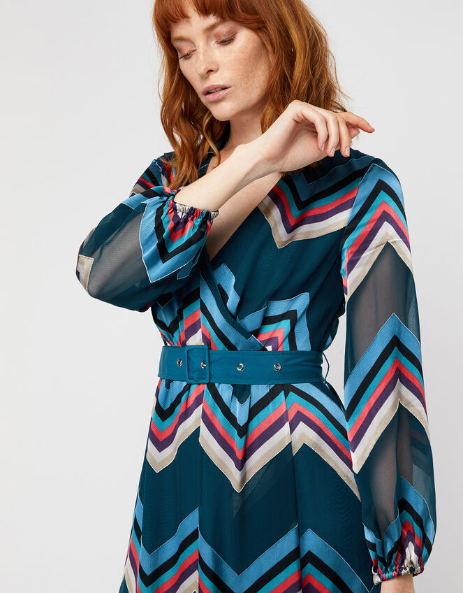 Fearne Chevron Burnout Maxi Dress, Teal (TEAL), large