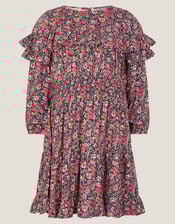 Ditsy Floral Ruffle Dress, Blue (NAVY), large