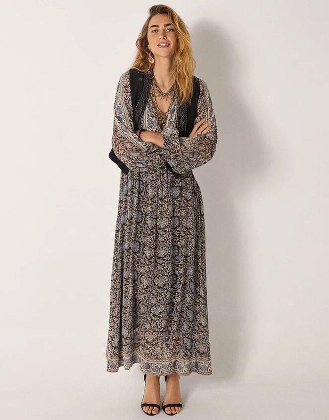 Maison Hotel Gaia Floral Midi Dress, Blue (BLUE), large