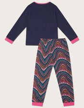 Embroidered Bunny Pyjama Set, Blue (NAVY), large