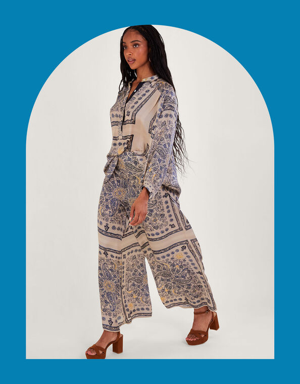 One Hundred Stars Print Palazzo Trousers, Blue (BLUE), large