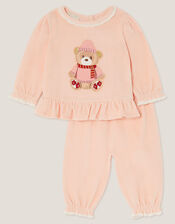 Newborn Bear Frill Top & Trousers Set, Pink (PINK), large