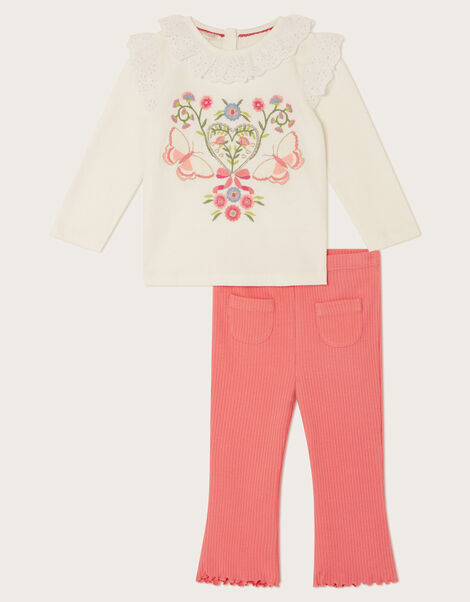 Baby Broderie Embroidered Top and Leggings Set, Ivory (IVORY), large