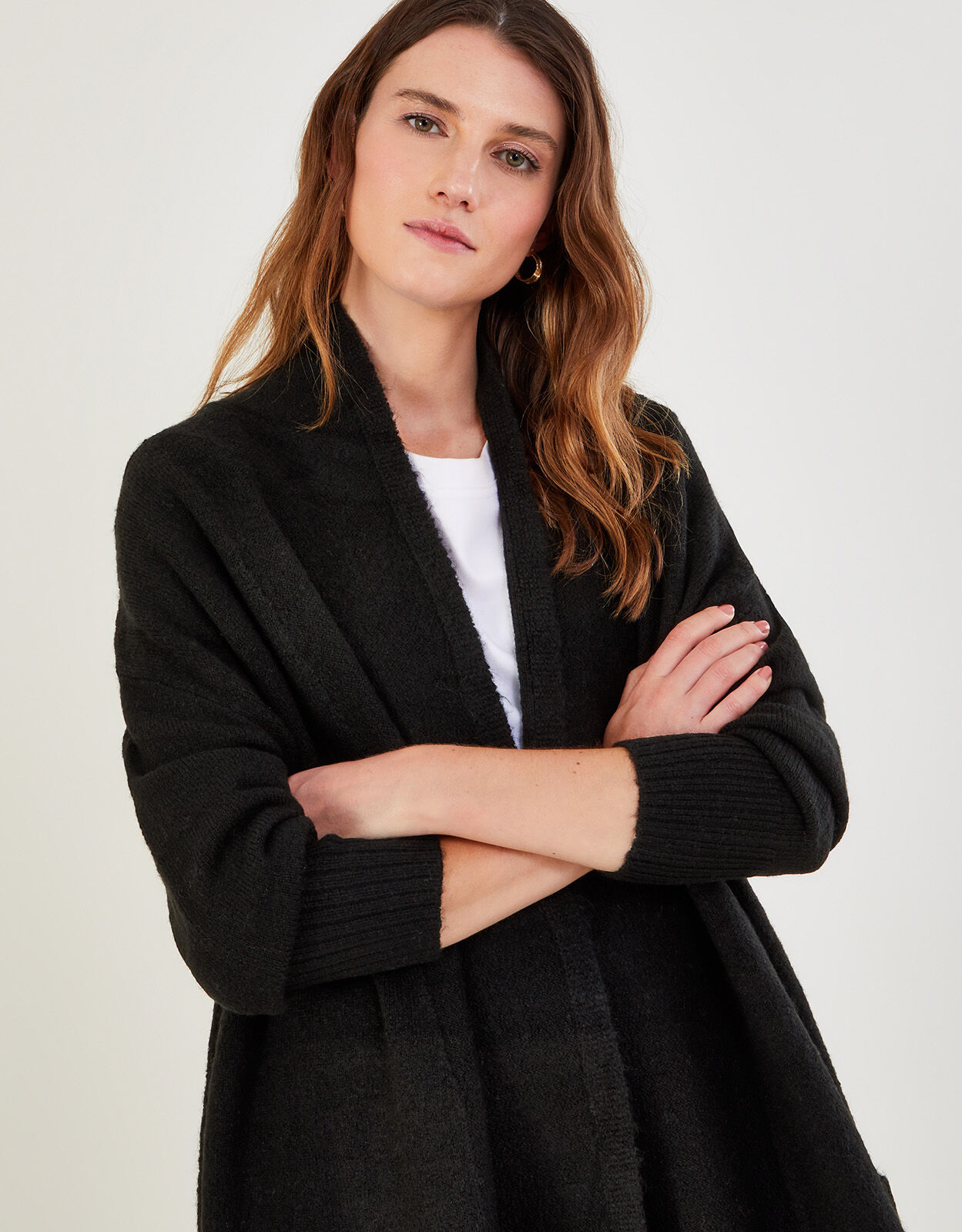 Longline Pocket Cardigan with Recycled Polyester Black Cardigans